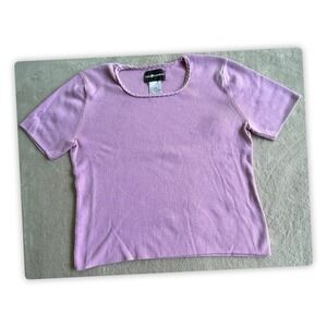 Sag Harbor Womens Medium Pink Knit Top Short Sleeve Cotton Casual Blouse